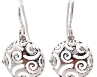 Natural Diamond Swirling Artistic Medallion Drop Earrings