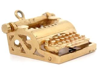 Estate Vintage Mini Typewriter Pendant Charm in 14k Yellow Gold