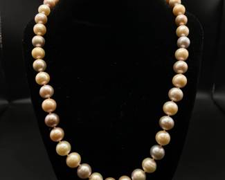 High-Quality Edison Pearl Single Strand Necklace w/ 14k Gold Clasp