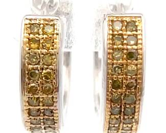 Pavé Natural Fancy Yellow Diamond Two-Tone Hoop Earrings