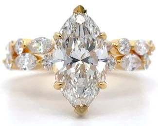 NEW! 5 Carat Diamond Marquise 2-Piece Matching Bridal Ring Set in 14k Gold