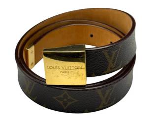 Louis Vuitton Monogram Canvas Belt with Gold Buckle