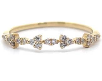0.17 Carat Natural Diamond Snowflake Stacking Ring in 14k Yellow Gold