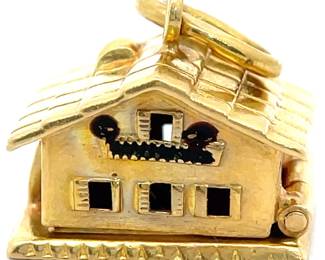 "Storybook Romance" Cottage Enamel Heart Estate Pendant in 18k Yellow Gold