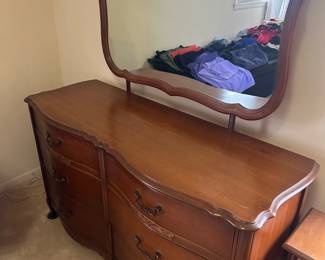  French Provincial Bassett Dresser + Mirror