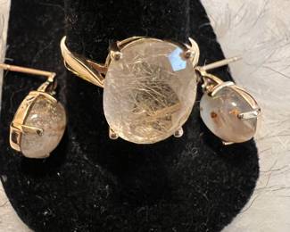 10k FP marked Ring & Earring Set sz 8  