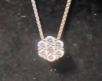 925 CZ Flower Pendant Necklace 18”