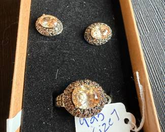 Earrings and ring set - 925 size 7