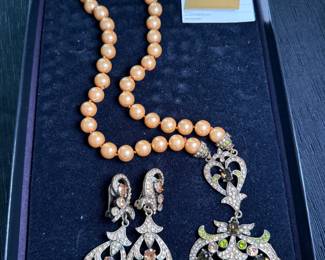 Heidi Daus - three piece vintage set (earrings, necklace) with paperwork