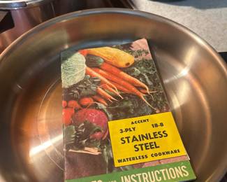 vintage Meal Stow Accent 3-Ply 18-8 Stainless Steel Waterless Cookware pan