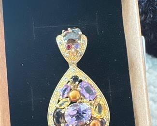 Vintage 925 bright stone pendant 