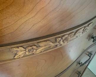 Vintage Bassett Carved Bow Front Dresser