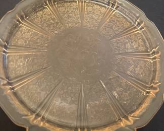 Depression glass cake plate