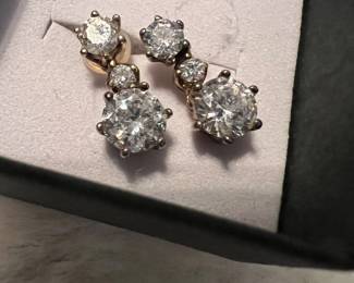 925 Three-Stone Drop Earrings