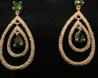 10K Emerald Teardrop Earrings
