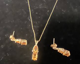 10K Citrine Necklace/Earring Set