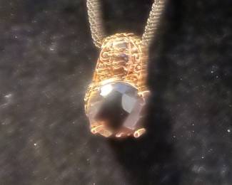 925 Amethyst Pendant  w/ 14K 24” Chain