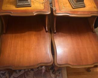 set of 1950s vintage mahogany two-tier step end tables