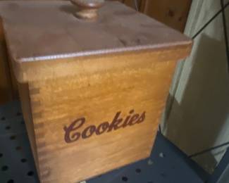 vintage wooden cookie jar