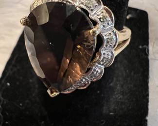 10k Amethyst Diamond Ring sz7