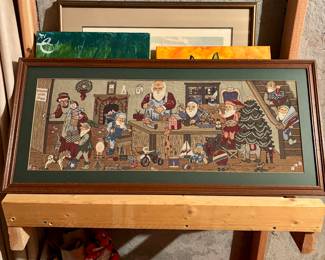 Amazing Santa’s Workshop framed tapestry!