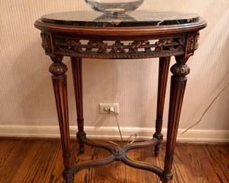 pair of Antique oval marble top side tables