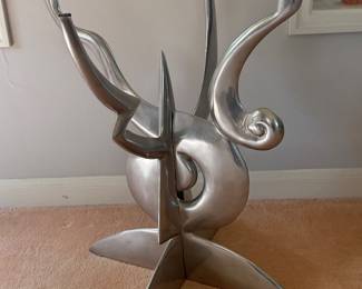 MCM Pucci de Rossi 40" diameter polished aluminum  table