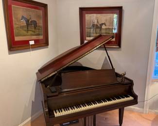 Antique Chickering Mahogany Five foot long baby grand player piano