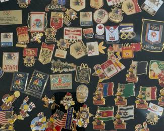 Collection of vintage Olympic & sports pins to be sold as one lot - not sold individually