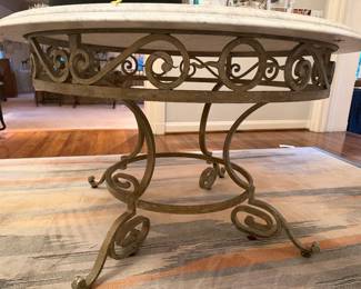 MCM Italian Carrera mable top with wrought iron base - 46" diameter