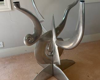 MCM Pucci de Rossi 40" diameter polished aluminum  table