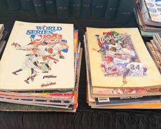 To be sold as ONE LOT of 15 volumes of bound Vintage sports programs, tickets, 200  unbound Football - Baseball programs, etc.  