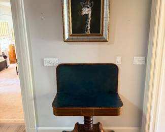 19th Century leather top folding top game table