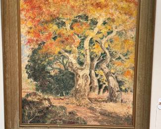 Original Oil painting by Myrna W. Allen 1940's  - Trees of the Malibu