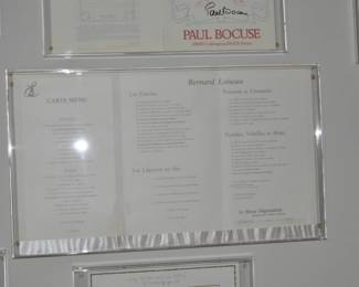 Collection of vintage signed menus from starred Michelin Chefs & luminaries