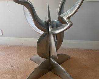 MCM Pucci de Rossi 40" diameter polished aluminum  table