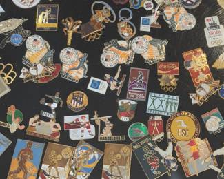 Collection of vintage Olympic & sports pins to be sold as one lot - not sold individually