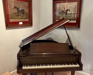 Antique Chickering Mahogany Five foot long baby grand player piano