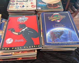 To be sold as ONE LOT of 15 volumes of bound Vintage sports programs, tickets, 200  unbound Football - Baseball programs, etc.  