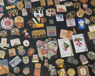 Collection of vintage Olympic & sports pins to be sold as one lot - not sold individually