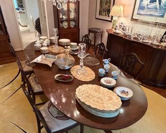 Double pedestal 4' x 13' long (3 leaves}  dining table - Baker like quality