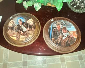 PAIR OF INDIANA JONES FRAMED PLATES