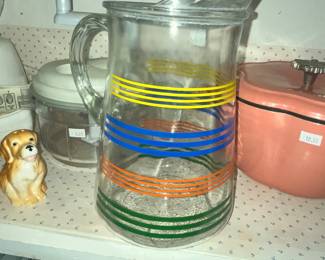 VINTAGE ANCHOR HOCKING "FIESTA STRIPE" PITCHER