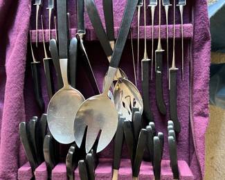 Lunt Contrast Sterling Mid Century Flatware 67 pieces