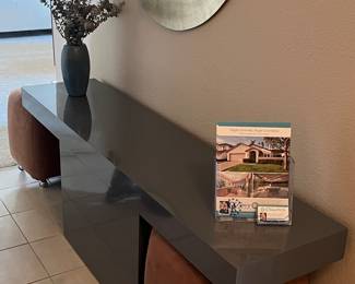 Modern 1980's 1990's console table - with 2 poufs! 