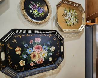 Vtg. Tole Hand Painted  Trays