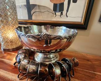 Nickel Silver Punch Bowl Set