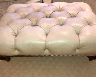 Tufted leather ottoman