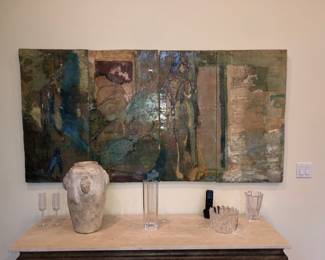 Ceramic wall art triptych
