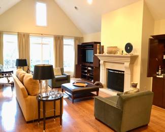 Handsomely appointed living room with furnishings by Mitchell Gold, Cellura & others
